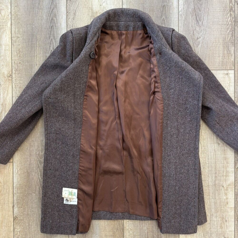 Vintage Jill Jr Womens Herringbone Wool Coat Size M/L 60s Union Made USA Classic - Picture 12 of 16